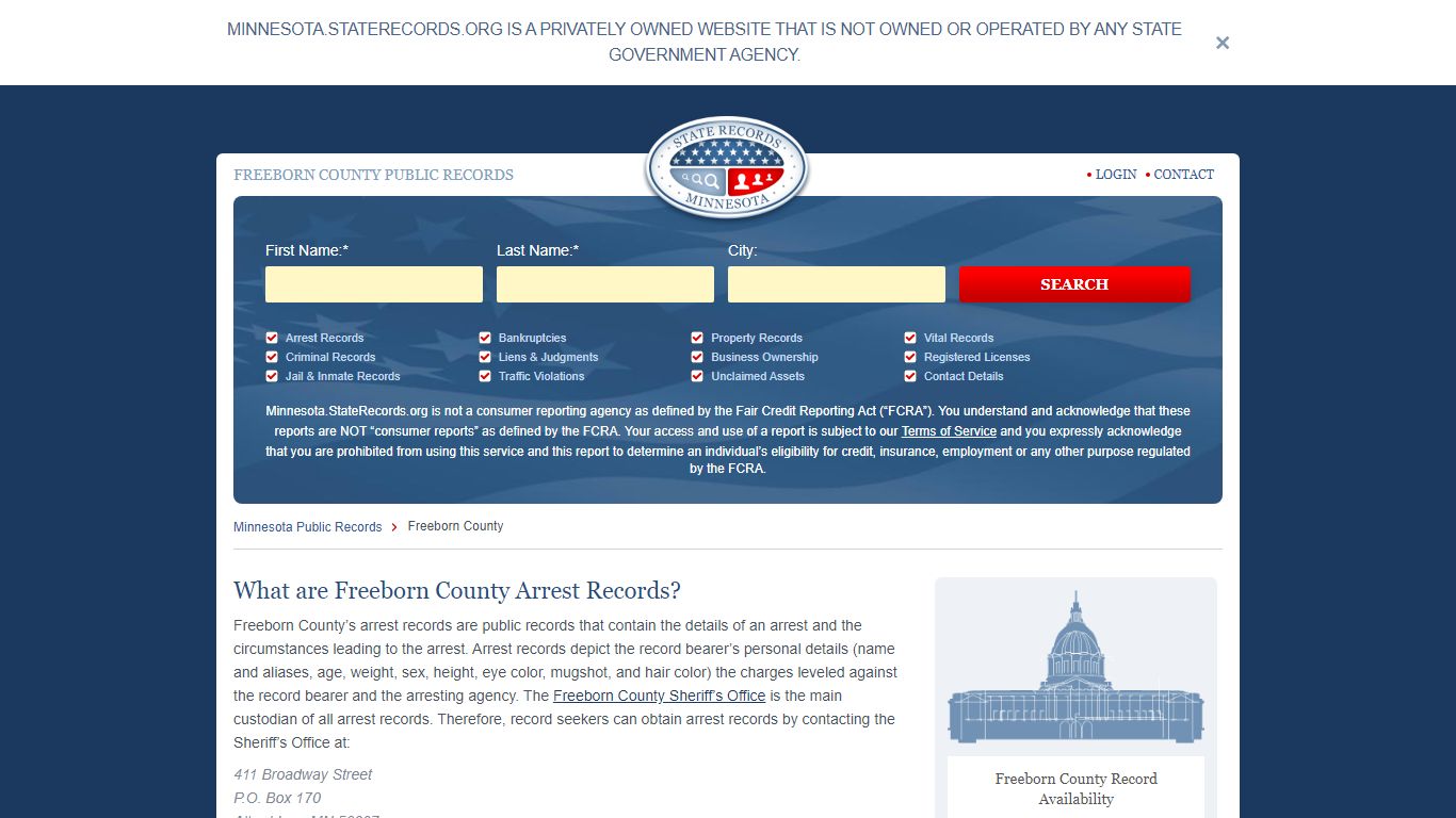 FREEBORN COUNTY PUBLIC RECORDS - StateRecords.org