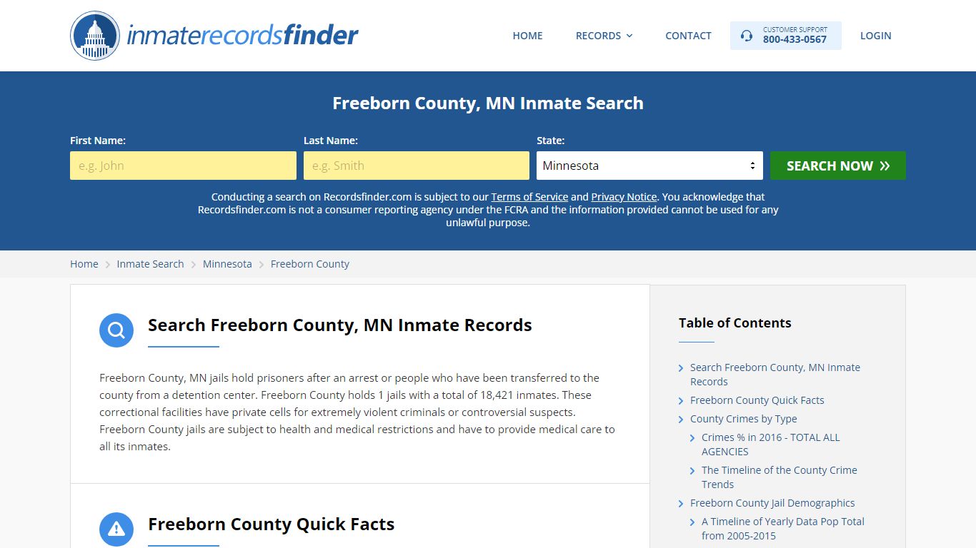 Freeborn County, MN Inmate Lookup & Jail Records Online - Recordsfinder.com